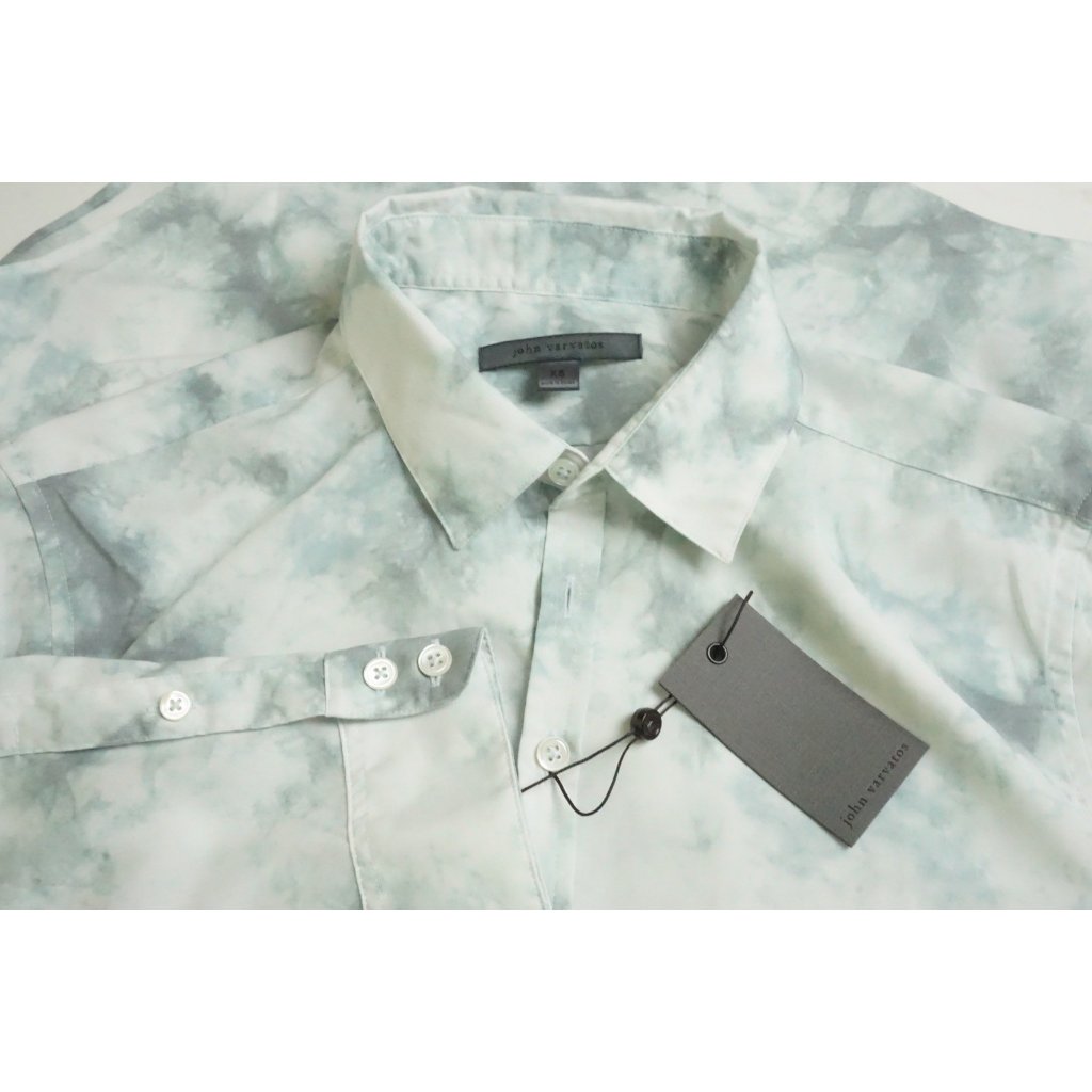 John Varvatos Gray White Cloudy Button Up Shirt Sz Xs Brand New